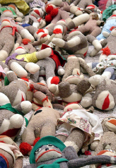 Mass of sock monkeys, collection of Lynne Bailey
