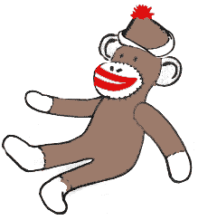 Sock monkey wearing cap 5K GIF