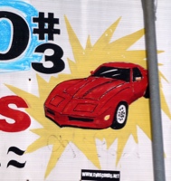 Sports car drawing on Zamudio #3 sign