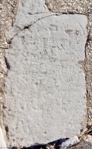 Autograph rock: Hugh, with traces of Ray, Ed and others. Chicago lakefront stone carvings, between 45th Street and Hyde Park Blvd. 2018