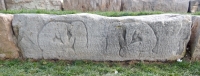 Two hair washers, stone carvings, Fullerton Avenue at Lake Michigan