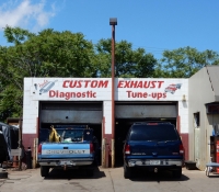 Painted garage front at Fred's Auto