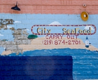 Remnants of City Seafood at Nylah & Lil Joe's BBQ, Franklin Street, Michigan City, Indiana