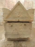 Roman-era sarcophagus inside L'eglise St Honorat, Alyscamps Cemetery, Arles