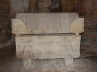 Roman-era sarcophagus inside L'eglise St Honorat, Alyscamps Cemetery, Arles