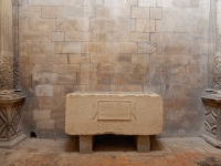 Roman-era sarcophagus inside L'eglise St Honorat, Alyscamps Cemetery, Arles