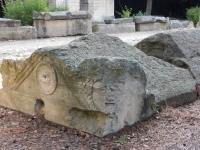 Lid to a Roman-era sarcophagus, Alyscamps Cemetery, Arles