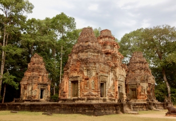 Preah Ko, 9th century, Siem Reap. So cute on its little platform