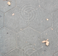 Gaudí-designed sidewalk tile on the Passeig de Gràcia, across from Casa Batlló, Barcelona