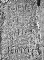 July 7, 1935, Chick and Jerry Lee. Chicago lakefront stone carvings between Belmont and Diversey Harbors. 2002