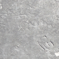 Possiby a partial face with glasses on rock with JHB and checkboard patterns. Lost. Chicago lakefront stone carvings between Diversey and Belmont Harbors. 2002