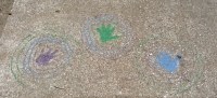 Colorful hands. Lost. Chicago lakefront stone paintings, between Belmont and Diversey Harbors. 2009