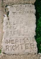 July 4, 1935, Geo. Tarzian, Herman Richter and others. Chicago lakefront stone carvings between Belmont and Diversey Harbors. 2002