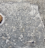 S+V, T+VRO. Chicago lakefront stone carvings, Diversey Harbor. 2019