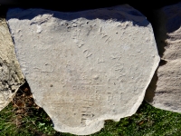 Autograph rock: George Weber, Phil, John Rojek and others, faded heart. Chicago lakefront stone carvings, between Belmont and Diversey Harbors. 2015