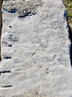 Faded writing. Chicago lakefront stone writings, between Belmont and Diversey Harbors. 2019