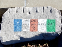 Steffany, Would You Marry Me? Chicago lakefront stone paintings, between Belmont and Diversey Harbors. 2019