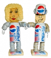 Pair of Diet Pepsi bottle-cap flasher figures,, closed - vernacular art