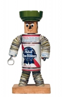 Male Pabst Blue Ribbon bottle-cap flasher figure, closed - vernacular art