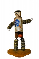 Male Pabst Blue Ribbon bottle-cap flasher figure, with cap hat, closed - vernacular art Male Pabst Blue Ribbon bottle-cap flasher figure, with cap hat, closed - vernacular art