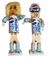 Pair of Diet Pepsi bottle-cap flasher figures,, closed - vernacular art Pair of Diet Pepsi bottle-cap flasher figures,, closed - vernacular art