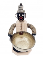 White figure with bottle-cap headdress- vernacular art White figure with bottle-cap headdress- vernacular art