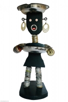 Long-necked black bottle-cap figure with skirt-shaped body - vernacular art Long-necked black bottle-cap figure with skirt-shaped body - vernacular art