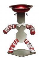 Bottle-cap figure with stainless steel body and base - vernacular art
