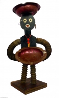 Black bottle-cap figure with a fine primitive face - vernacular art Black bottle-cap figure with a fine primitive face - vernacular art