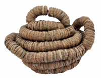 Brown bottle-cap basket with lid  - vernacular art