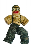 Freestanding bottle-cap figure with funky face- vernacular art