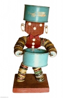 Small brown bottle-cap figure with bowtie - vernacular art