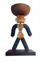 Brown bottle-cap figure with no bowls - vernacular art