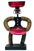 Bottle-cap figure with black tapered body - vernacular art