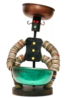 Bottle-cap figure with black, slightly tapered body - vernacular art