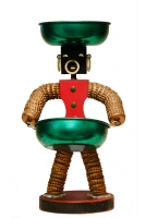 Red bottle-cap figure with tapered body- vernacular art