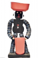 Black bottle-=cap figure with rounded body - vernacular art