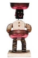 White  bottle-cap figure with incised body and glitter  - vernacular art