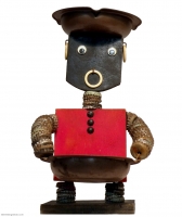 Squat and square bottle-cap figure - vernacular art