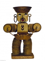 Tiny gold bottle-cap figure - vernacular art