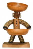 Brown bottle-cap figure with round body and head - vernacular art