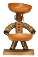 Brown bottle-cap figure with round body and head - vernacular art