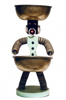 Light green bottle-cap figure with tapered body- vernacular art