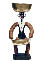 Bottle-cap figure with black tapered body - vernacular art