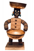 White bottle-cap figure with incised body and glitter - vernacular art