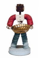 Colorful bottle-cap figure with tapered body - vernacular art