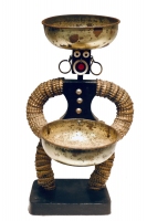Bottle-cap figure with black tapered body - vernacular art
