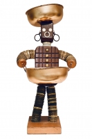 Brown bottle-cap figure with incised body - vernacular art