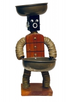 Brown bottle-cap figure with incised body - vernacular art