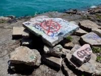 Ad hoc table and chairs. Chicago lakefront, Northerly Island. 2019